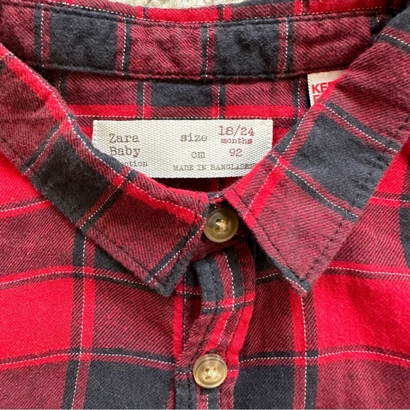 ZARA Kids Plaid Button Down Shirt - Picture 3 of 3